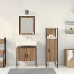 vidaXL Ensemble de mobilier de salle de bain avec porte 3 Pièces Marron