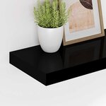 vidaXL Étagère murale flottante 2 Pièces Noir brillant 80x23 5x3 8 cm MDF