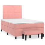 vidaXL Sommier à lattes de lit avec matelas rose 120x190 cm velours