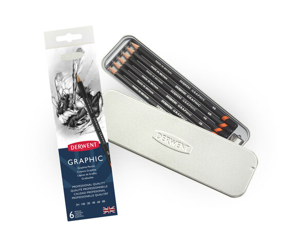 DERWENT - GRAPHIC - boîte métal 6 crayons graphite -