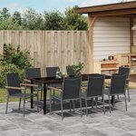 vidaXL Set de salle à manger de jardin 9 pièces en Textilène noir et acier