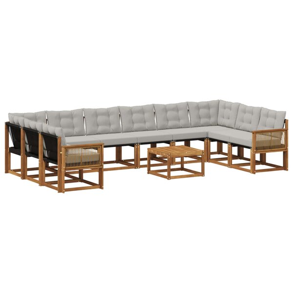 vidaXL Ensemble de canapés d'extérieur 11 pc Naturel et gris clair