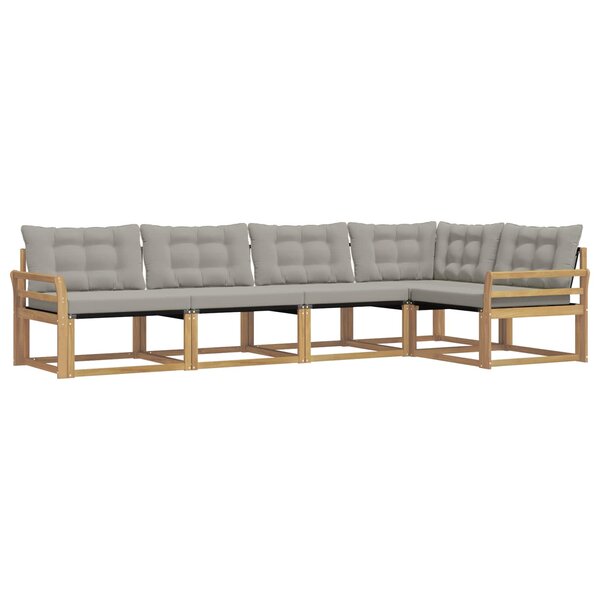 vidaXL Ensemble de canapés d'extérieur 5 Pièces Blanc et gris clair