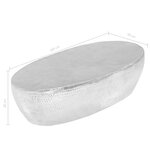 vidaXL Table basse martelée Argenté 100x50x28 cm Aluminium