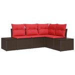 vidaXL Ensemble de canapé de jardin 4 Pièces Marron polyrotin