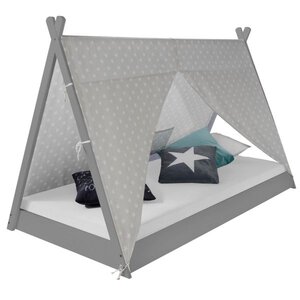 Lit enfant tipi avec matelas lit tente 90x200 lit jeune toile étoiles grises