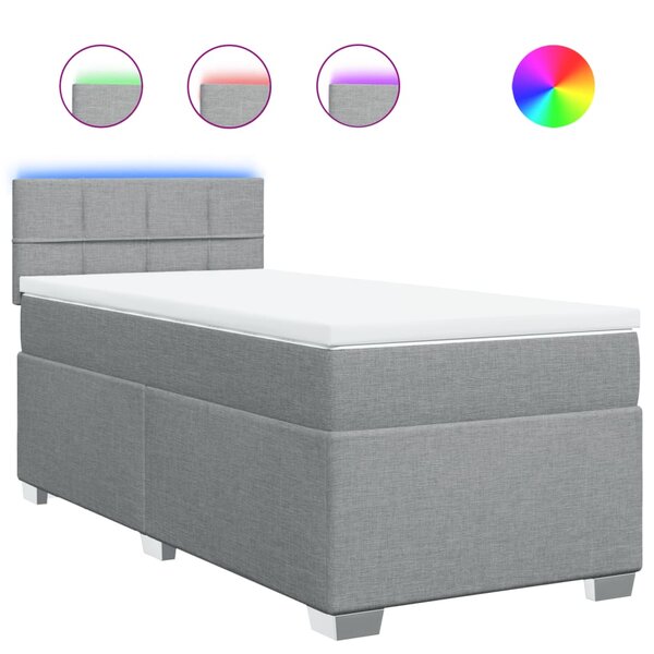 vidaXL Sommier à lattes de lit avec matelas gris clair 80x200 cm tissu