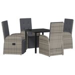 vidaXL Ensemble de Repas de Jardin 5 Pièces avec Coussins Gris Rotin Poly
