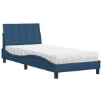 vidaXL Lit avec matelas Hanko bleu 90x200 cm tissu