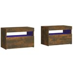 vidaXL Tables de chevet 2 Pièces et lumières LED Chêne fumé 60x35x40 cm