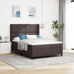 vidaXL Lit à ressorts avec matelas et LED  marron foncé  160x200 cm  en tissu.