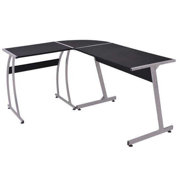 vidaXL Bureau d'angle en forme de L Noir