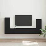vidaXL Ensemble meuble TV 4 Pièces Noir Bois d'ingénierie