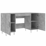 Bureau table poste de travail meuble d'ordinateur informatique étude 140 x 50 x 75 cm bois d'ingénierie gris 02_0023835