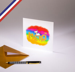 Carte simple licorne merci