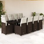 vidaXL Ensemble de bistro de jardin 11 Pièces coussins marron poly rotin