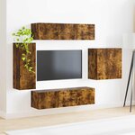 vidaXL Ensemble de meuble TV mural Montage mural 6 Pièces Chêne fumé
