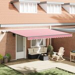 vidaXL Auvent rétractable manuel avec LED rayé rouge et blanc 450x300 cm
