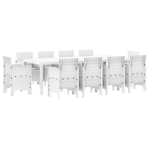 vidaXL Ensemble de salle à manger de 11 pièces en rattan poly blanc