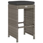 vidaXL Tabourets de bar jardin coussins lot de 2 gris résine tressée