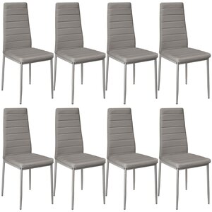 Lot de 8 chaises siège de salon cuisine salle à manger design carré élégant gris 08_0000145