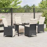 vidaXL Ensemble de salle à manger pour jardin 5 Pièces Noir Poly rotin