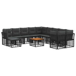 vidaXL Ensemble de canapés d'extérieur 12 Pièces Noir et Gris foncé