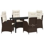 vidaXL Ensemble de salle à manger de jardin 5 pièces avec coussins marron en poly rattan