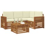 vidaXL Ensemble de canapés d'extérieur 5 pc Naturel et Crème Polyester