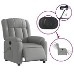 vidaXL Fauteuil de massage inclinable électrique gris clair tissu