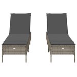 vidaXL Chaises longues avec coussins lot de 2 gris résine tressée