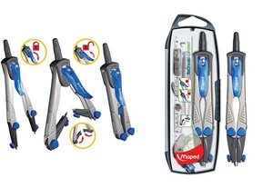 Compas Scolaire Technic Concept 5 pièces L 150 mm Diam 360 mm MAPED
