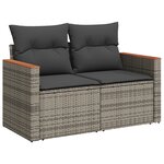 Ensemble de canapé de jardin vidaXL 10 pièces avec coussins gris poly rattan acacia