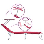 vidaXL Transats pliants 2 Pièces avec auvent Tissu Oxford Rouge 600D
