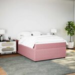 vidaXL Sommier à lattes de lit avec matelas Rose 140x190 cm Velours