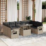 vidaXL Salon de jardin avec coussins 10 Pièces gris clair résine tressée