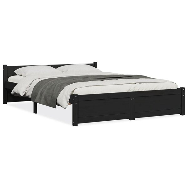 vidaXL Cadre de lit Noir Bois massif 140x190 cm