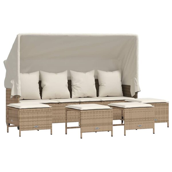 vidaXL Salon de jardin avec coussins 5 Pièces beige résine tressée