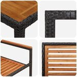 Ensemble repas jardin vidaXL 3 pièces poly rotin noir et acacia