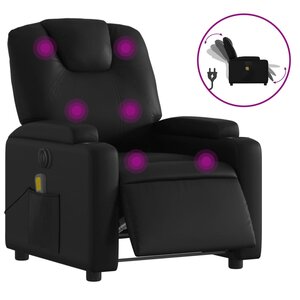 vidaXL Fauteuil de massage inclinable électrique noir similicuir