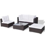 vidaXL Salon de jardin 5 Pièces avec coussins résine tressée marron