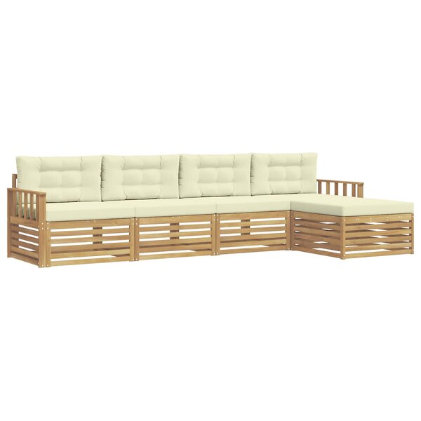 vidaXL Ensemble de canapés d'extérieur 5 pc Blanc et crème Polyester