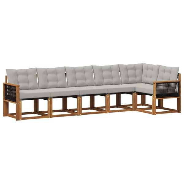 vidaXL Ensemble de canapés d'extérieur 6 pc Naturel et gris clair