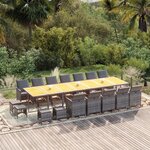 vidaXL Ensemble à manger de jardin coussins 19 Pièces Gris Résine tressée