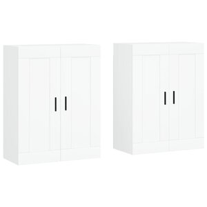 vidaXL Armoires murales 2 Pièces blanc bois d'ingénierie