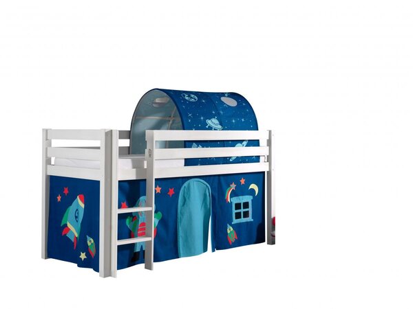 PINO Lit sureleve en pin massif 90x200cm avec sommier Blanc Space