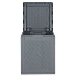vidaXL Boîte de rangement de jardin gris PP rotin 90 L
