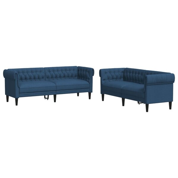 vidaXL Ensemble de canapés 2 Pièces bleu tissu