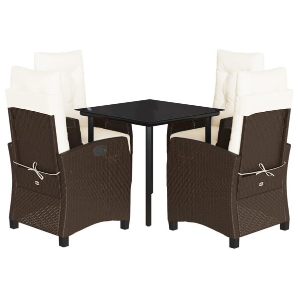 vidaXL Ensemble à manger de jardin 5 Pièces et coussins marron poly rotin