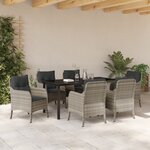 vidaXL Ensemble de salle à manger de jardin 7 pièces avec coussins Gris clair Poly Rattan